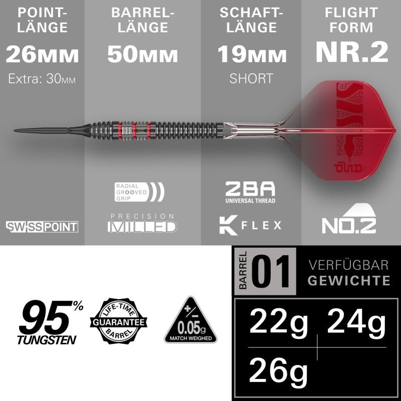 Target Nathan Aspinall 95K Swiss Point 95% Steeldarts 22/24/26 Gram Steeldarts