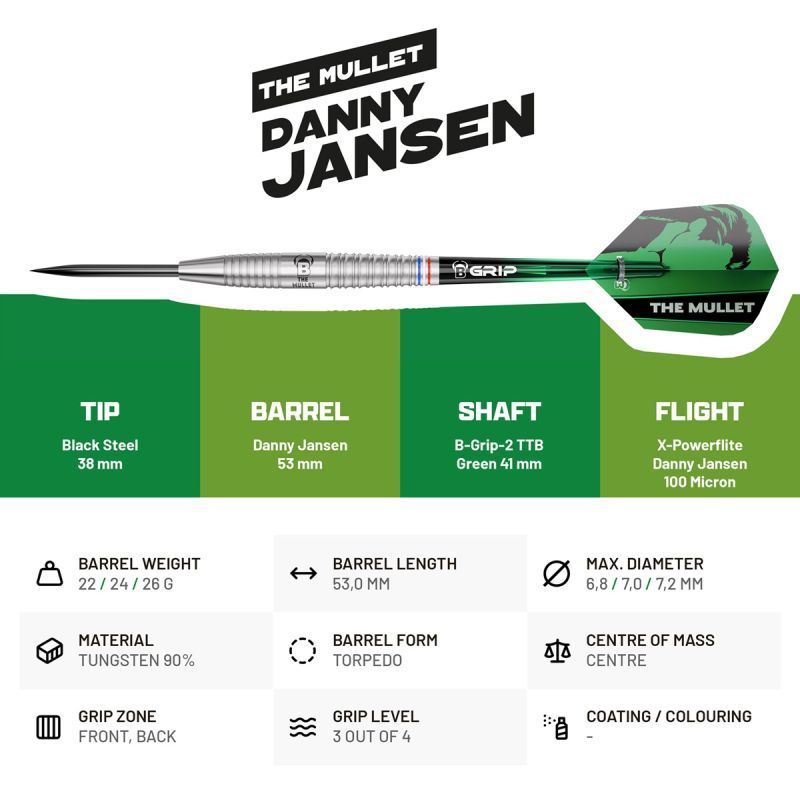 Bull´s Danny Jansen G2 90% Steeldarts 22/24/26 Gramm Steeldarts