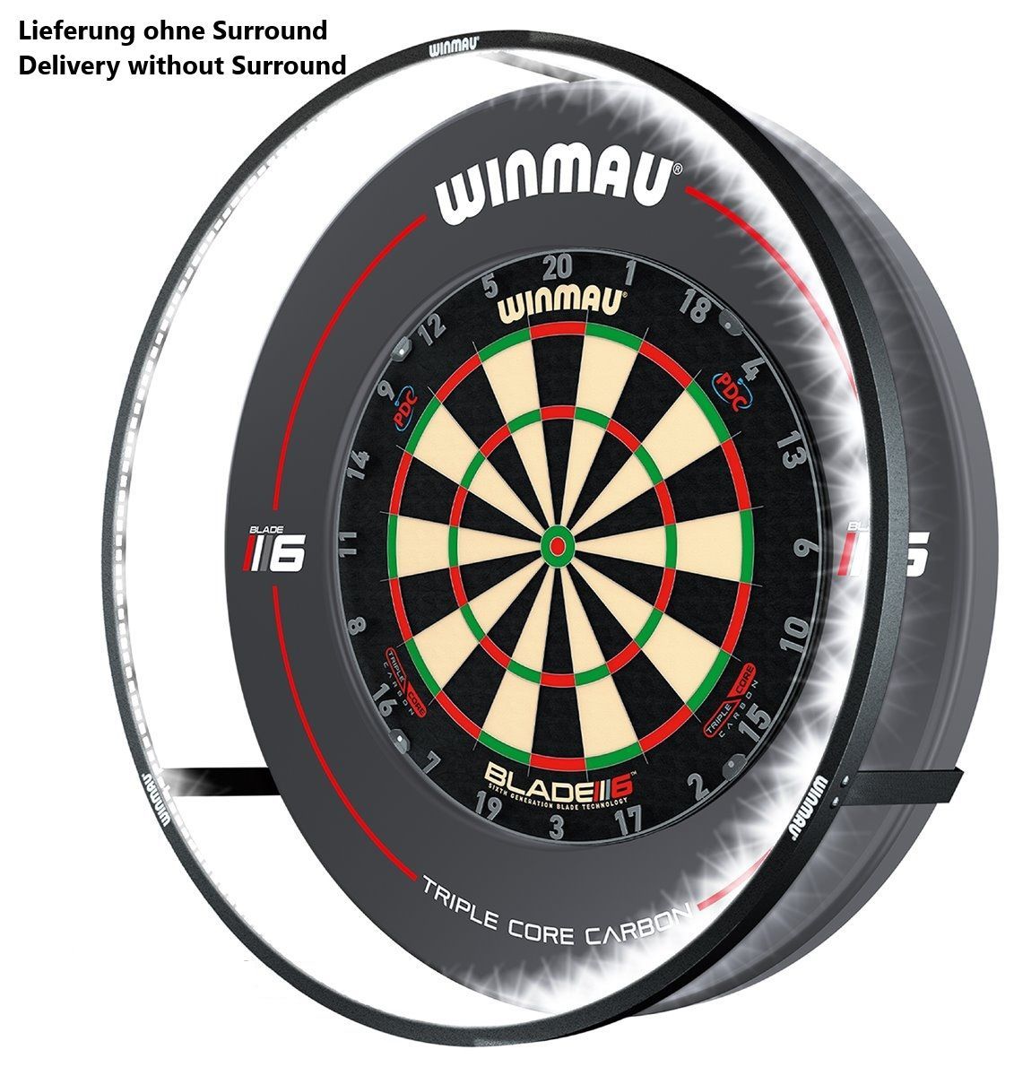 WINMAU Dartboard Blade 6 Triple Core mit Beleuchtung Plasma LED Licht Bristle Board+LED