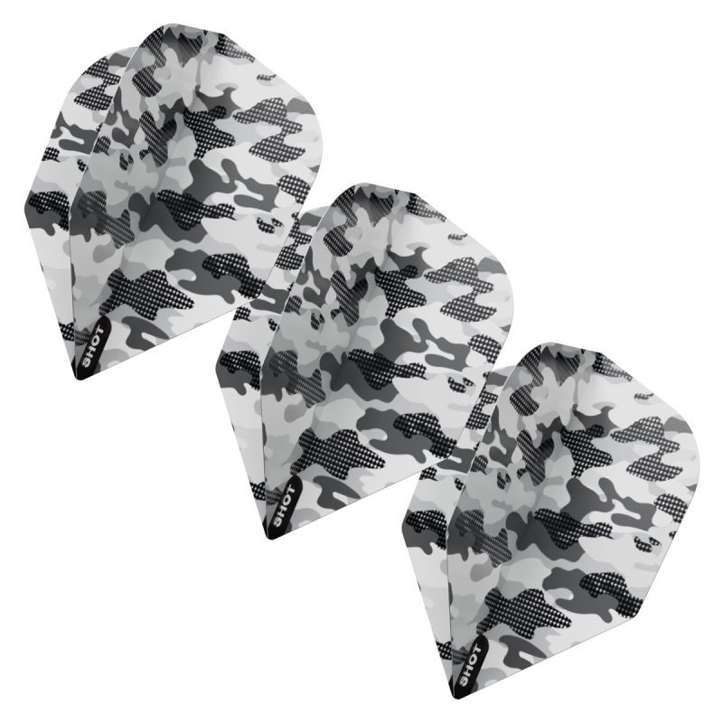 Shot! Arctic Camo White Flights No.6 Shape Flights