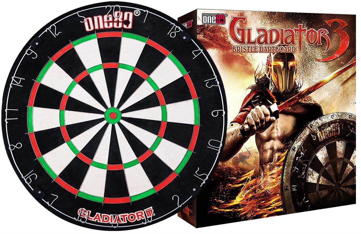one80 Gladiator III Plus mit WDF Logo Steeldartboard inkl. Aufhängung Bristle Board Dartscheibe