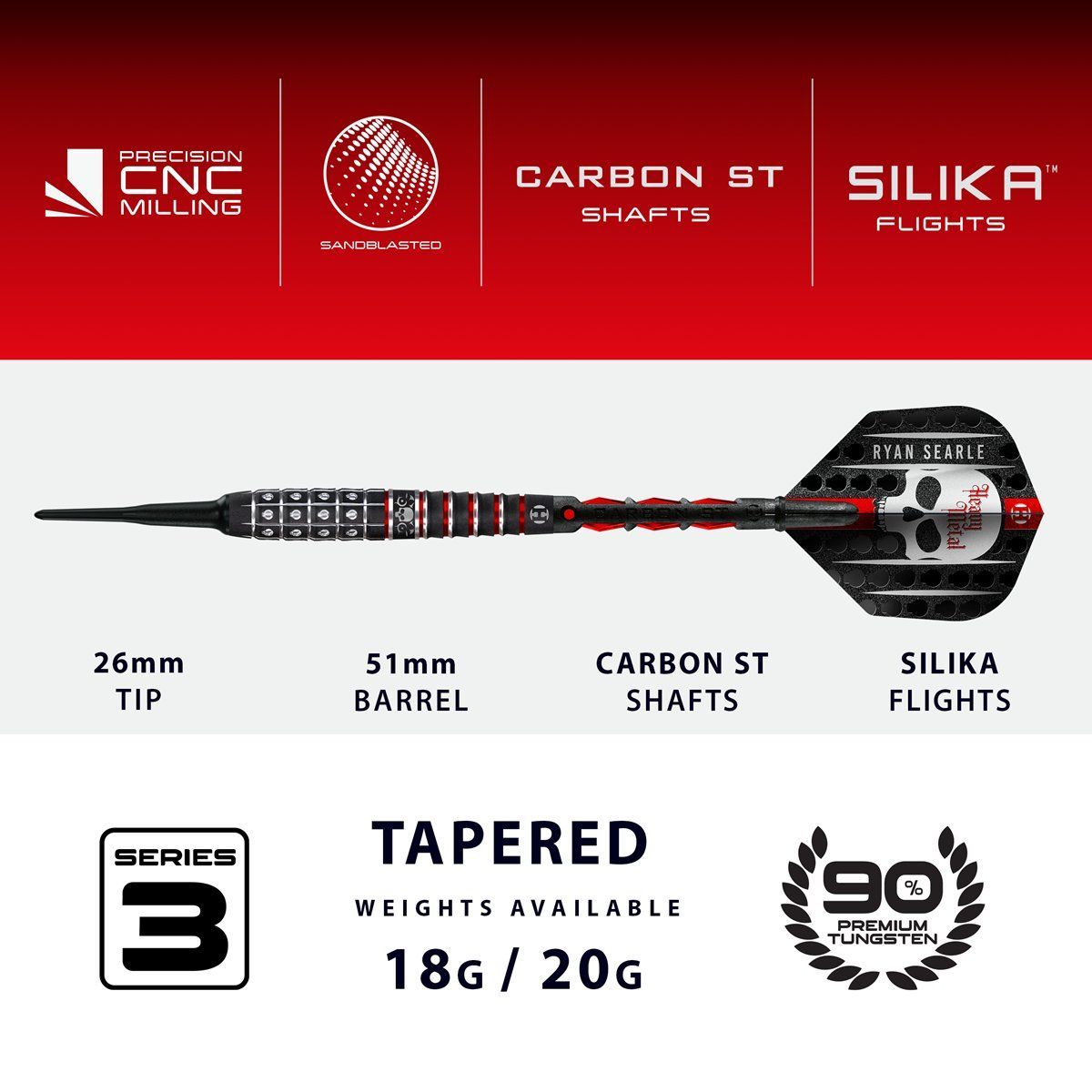Harrows Ryan Searle G3 90% Softdarts 18/20 Gramm Softdarts