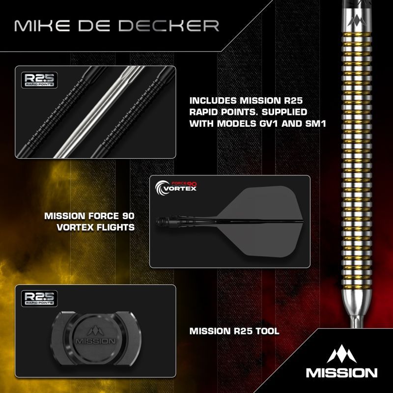 Mission Mike De Decker V2 RP 95% Steeldarts 22/24 Gram Steeldarts