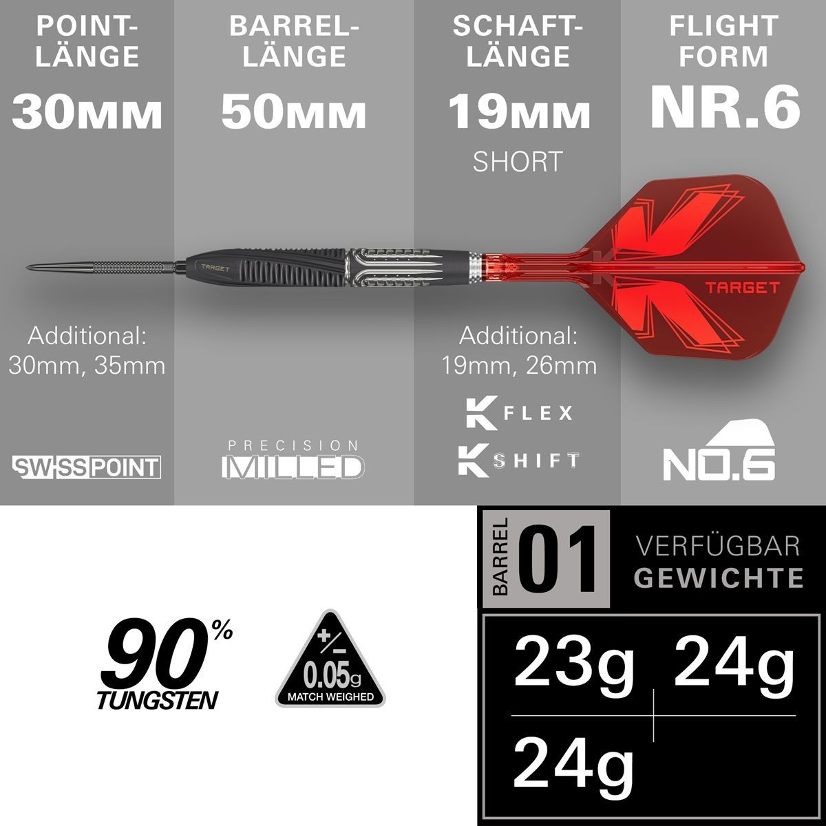 Target Shift SP 90% Steeldarts 23/24/25 Gram Steeldarts