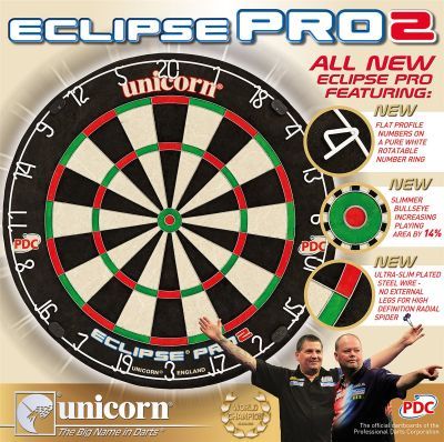 Unicorn Eclipse Pro 2 Cible professionnelle en sisal avec fixation murale incluse Bristle Board