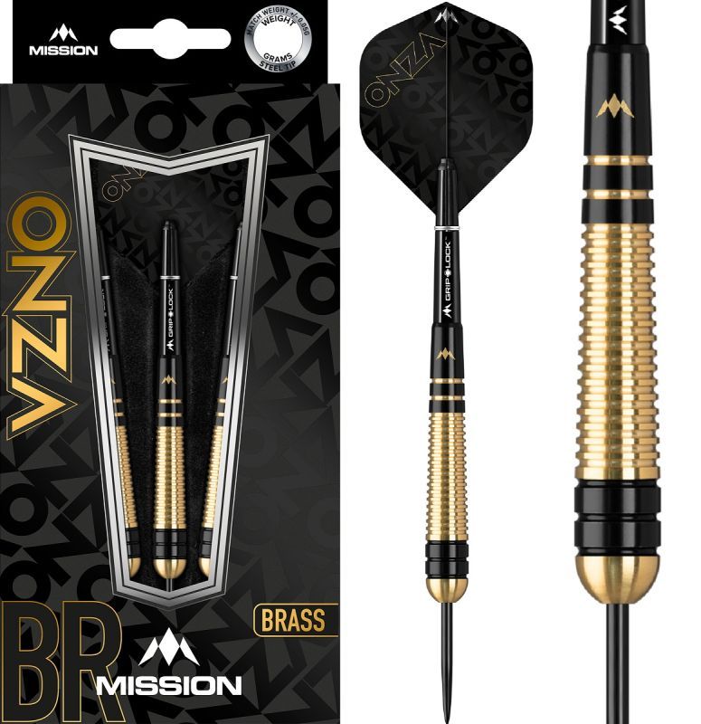Mission Onza Black & Gold Brass Steeldarts M2 22g Steeldarts