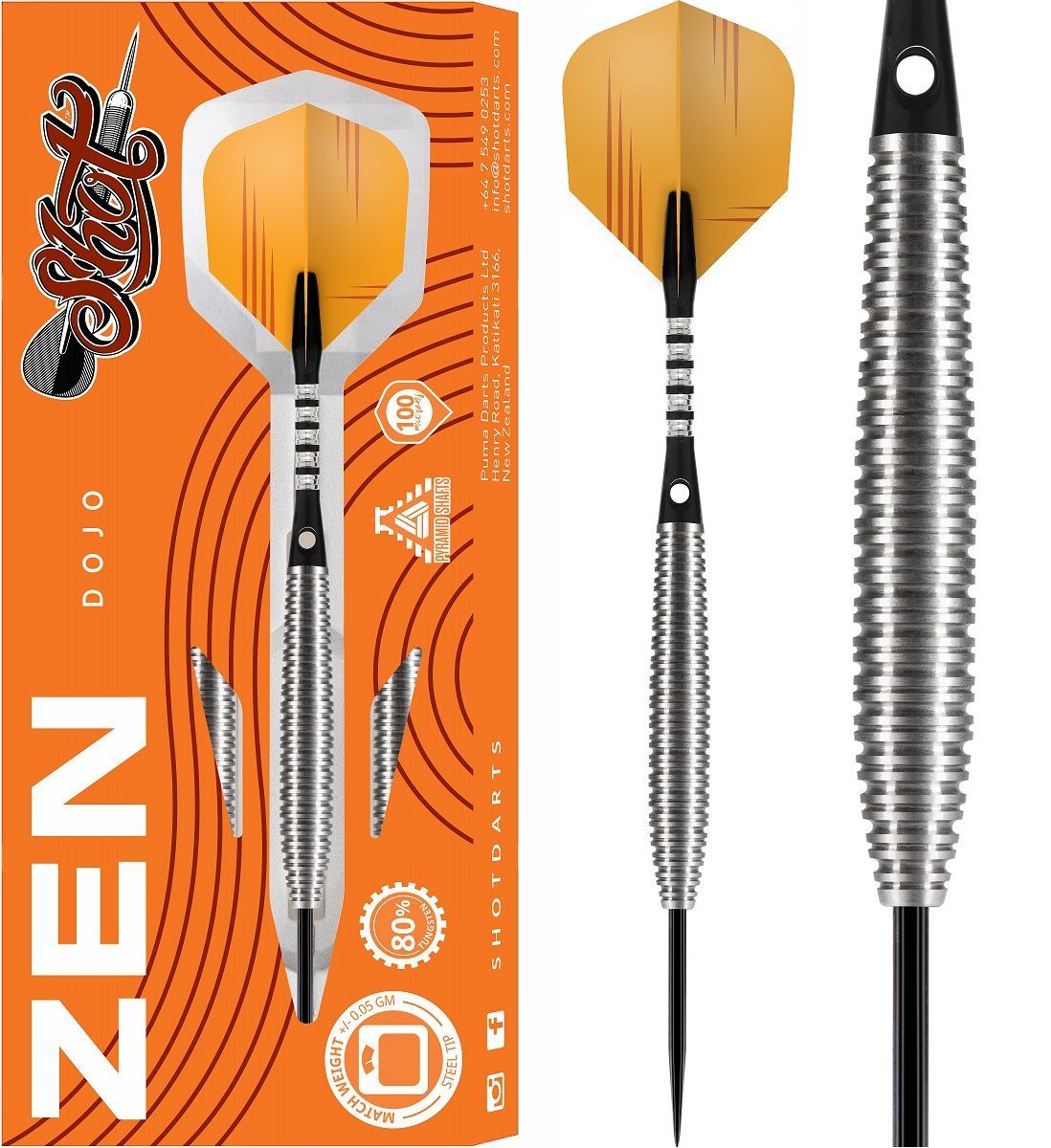 SHOT! Zen Dojo 80 % Tungsten Steel Tip Darts 25 gram Steeldarts