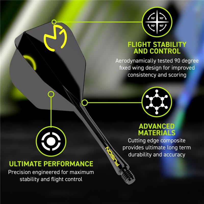Winmau Fusion Integrated Flight & Shaft System MvG Pac Man Shape Shafts