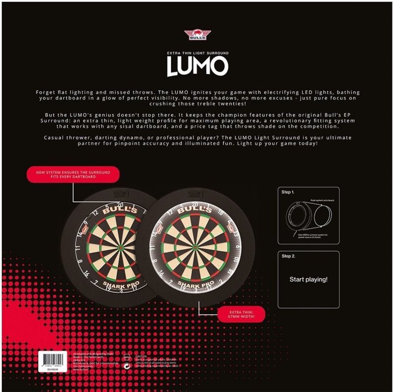 BULL'S Lumo LED Surround Slim Nero – Illuminazione Dartboard 360° Boardzubehör