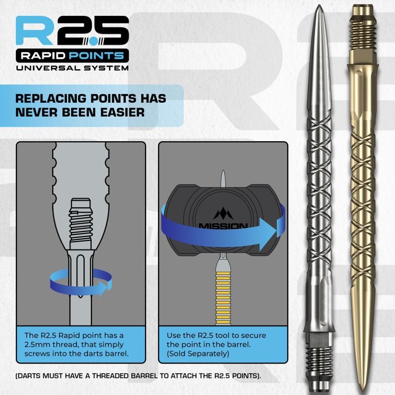 Mission R2.5 Rapid Point RP SC1 Silver/Black/Gold 30/35/40 m Wechselspitzen