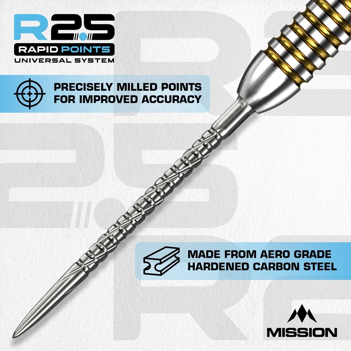 Mission R2.5 Rapid Point RP SG2 Silver/Black 30/35/40 mm Wechselspitzen