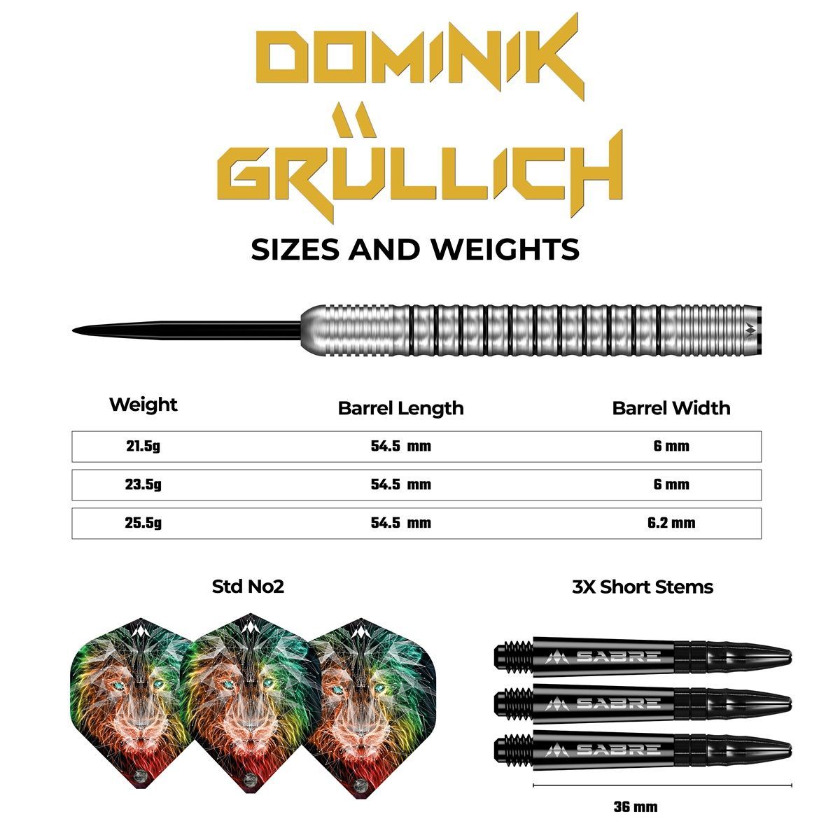 Mission Dominik Grüllich 95% Silver-Black Rings 21,5/23,5/25,5 Grammes Steeldarts