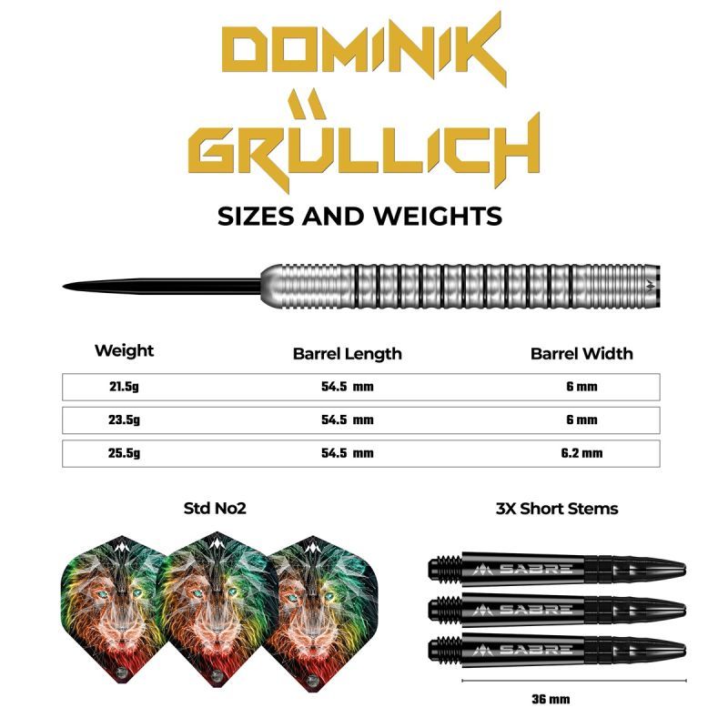 Mission Dominik Grüllich 95% Silver-Black Rings 21,5/23,5/25,5 Gram Steeldarts
