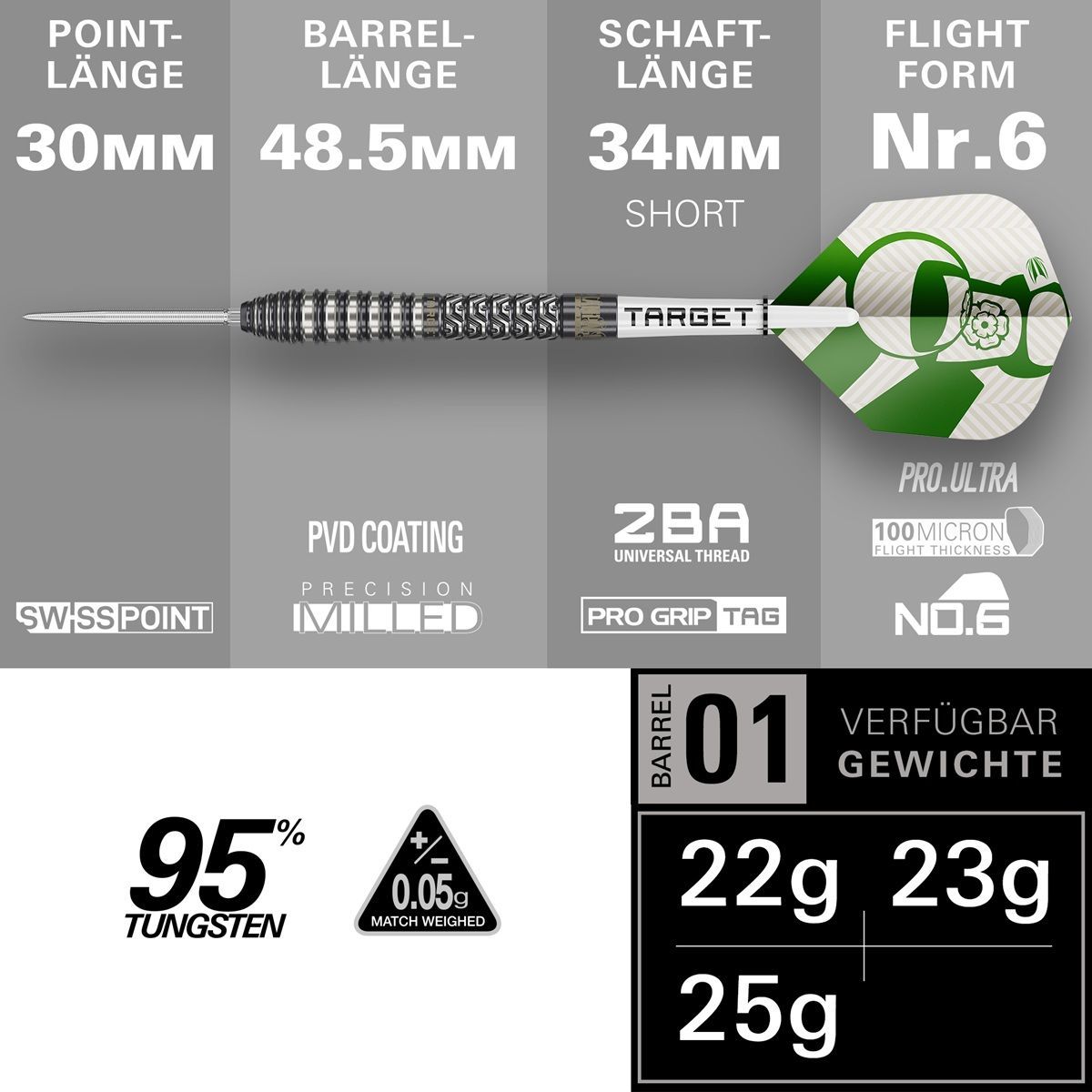 Target Charlie Manby SP 95% Steeldarts 22/23/25 Gram Steeldarts