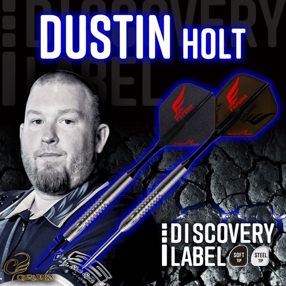 Cosmo Darts Discovery Label Dustin Holt Freccette Steel Tip 22 Grammi Steeldarts