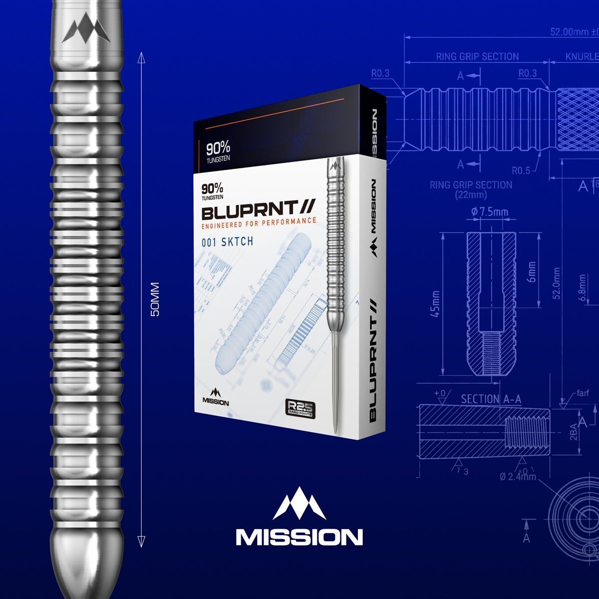 Mission BLUPRNT SKTCH R2.5 RP 90% Steeldarts 23/25 Gramm Steeldarts