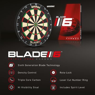 WINMAU Dartboard Blade 6 Triple Core Plasma LED Bristle Board+LED