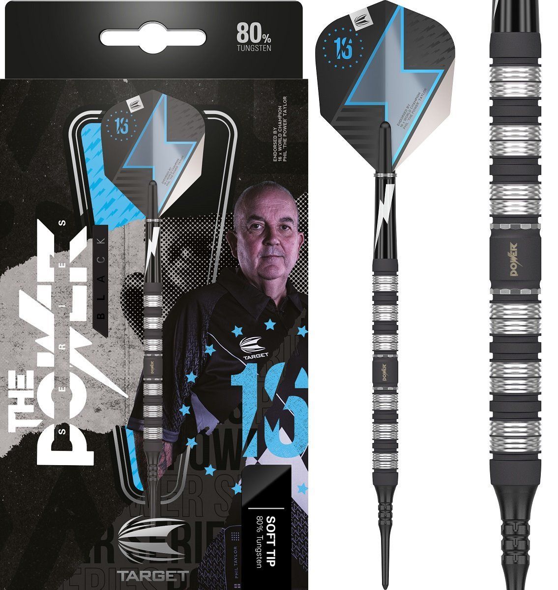 Target Phil Taylor Softdarts 80% Black 2022 18 Gramm Softdarts