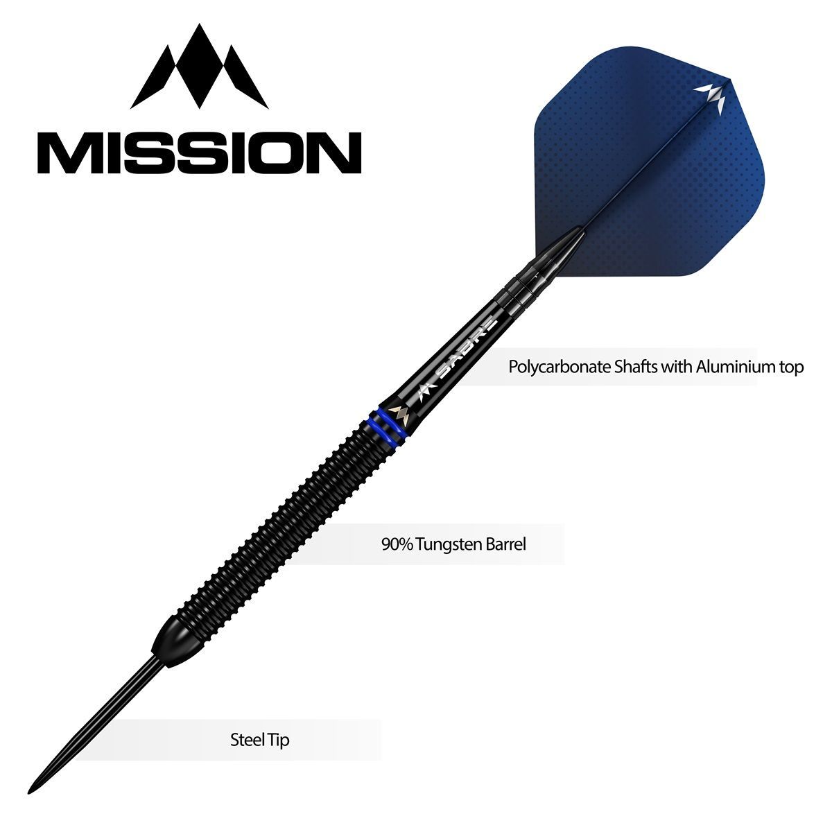 Mission Tavis Dudeney 90% Black PVD Steeldarts 22/24 Gramm Steeldarts