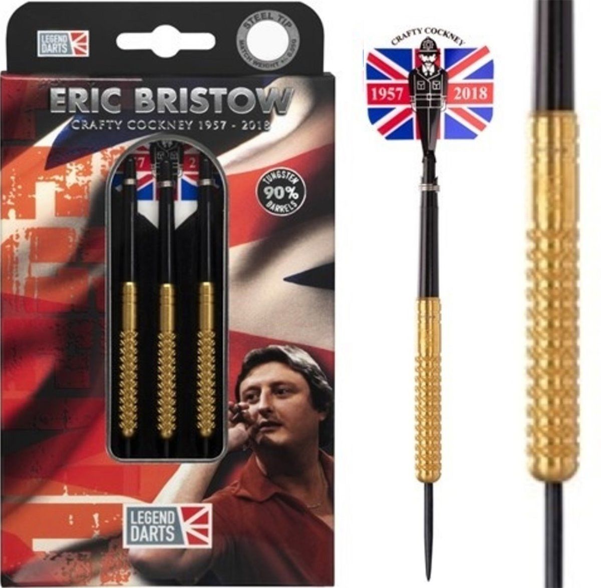 Eric Bristow Crafty Cockney Gold Knurled Steeldarts 21/23/25 Gramm Steeldarts