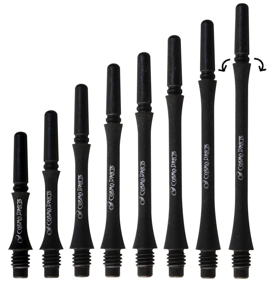 Cosmo Darts Carbon Fit Shafts Slim Black Spinning Shafts