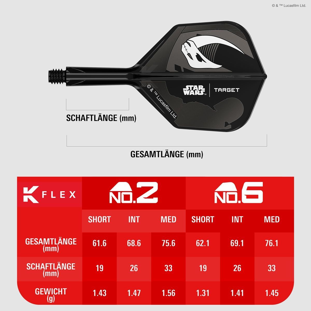 Target K-Flex Star Wars Mandalorian Shaft/Flight System Gift Set Shape No6 Shafts
