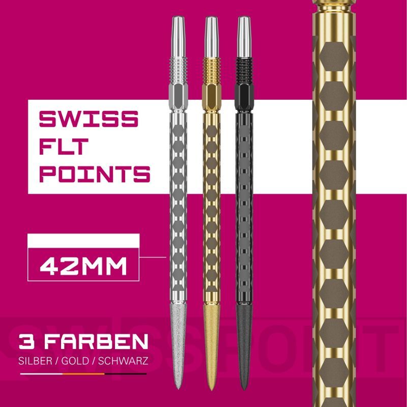 Target Swiss Point FLT 30/35/42 mm Gold/Schwarz/Silber Wechselspitzen