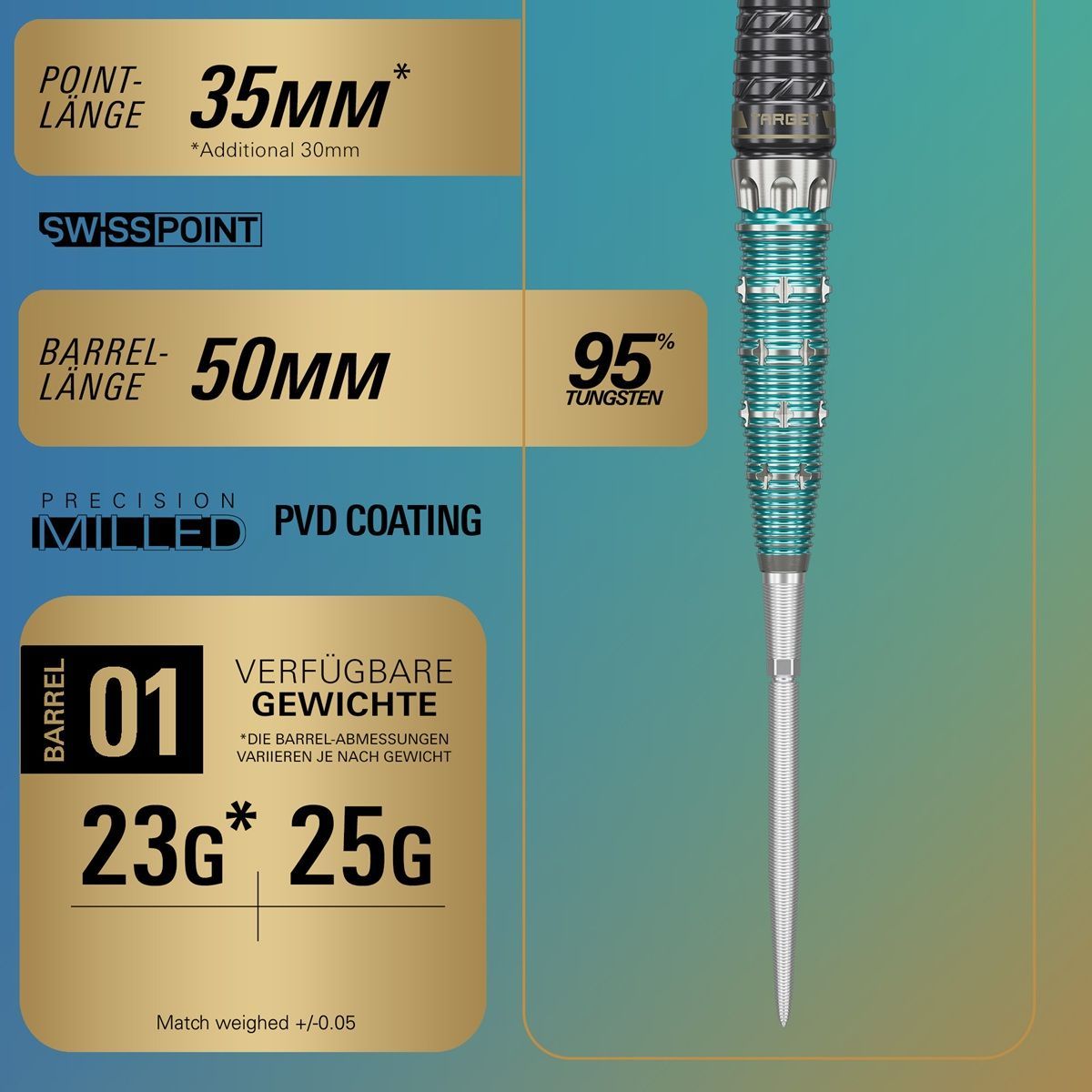 Target The Miracle Rising Sun Limited Edition Champions Set Swiss Point 95% Steeldarts 23/25 Gramm Steeldarts