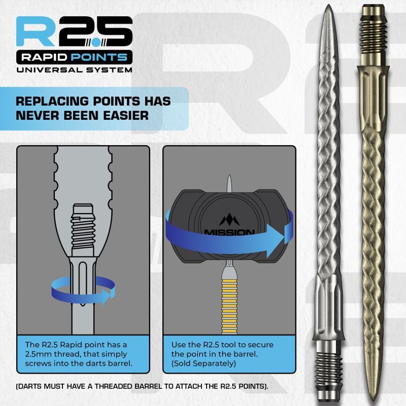 Mission R2.5 Rapid Point RP RVX Argent/Noir/Or 30/35/40 mm Wechselspitzen