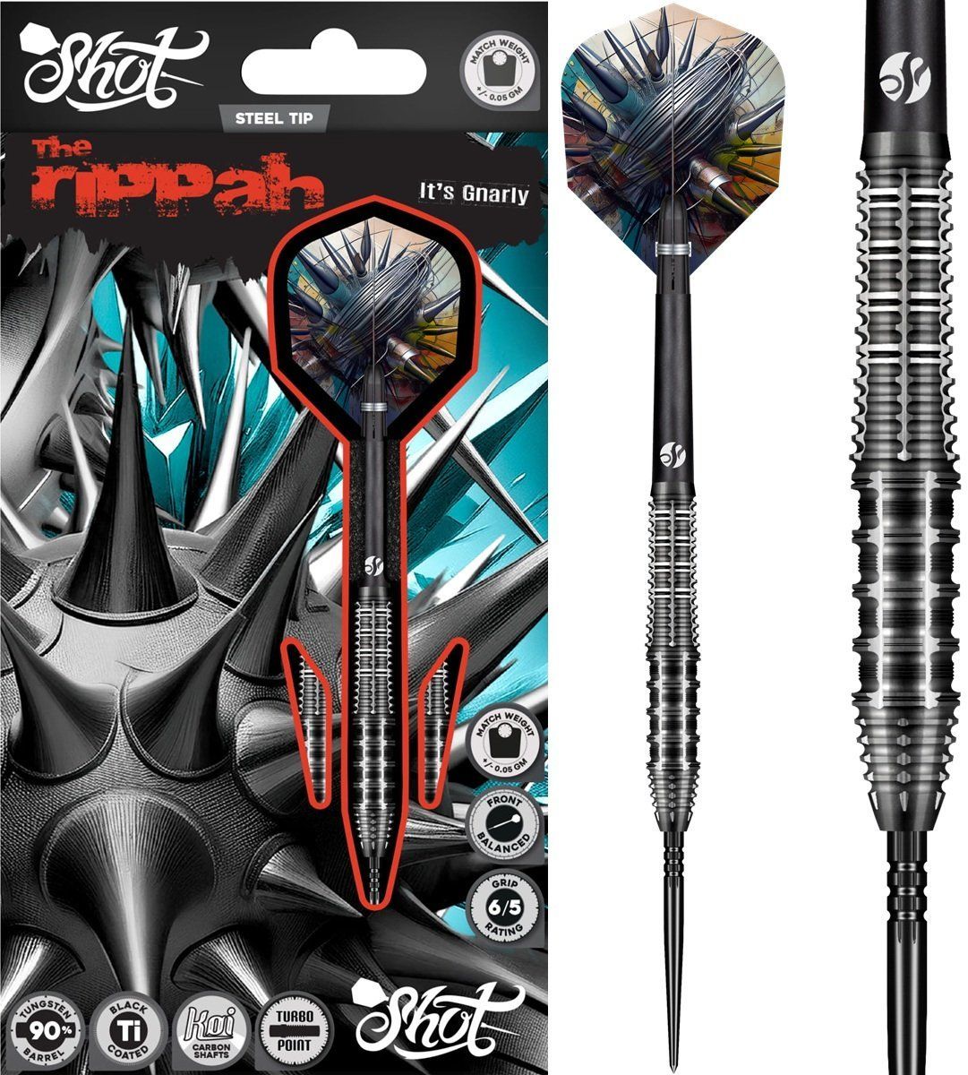 Shot! Gnarly Rippah TP 90% Steeldart 22/23/24/26 Gramm Steeldarts