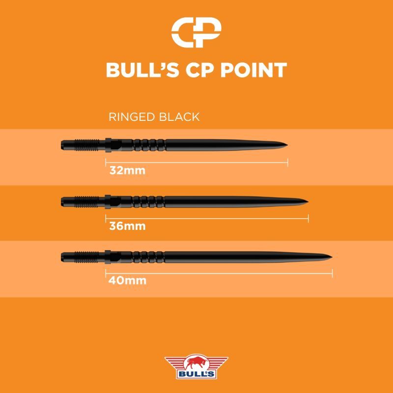 Bull´s CP Points Ringed Grip Black Steel Point 32/36/40 mm Wechselspitzen