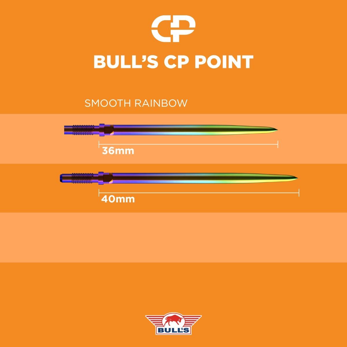 Bull´s CP Points Smooth Rainbow Steel Point 36/40 mm Wechselspitzen