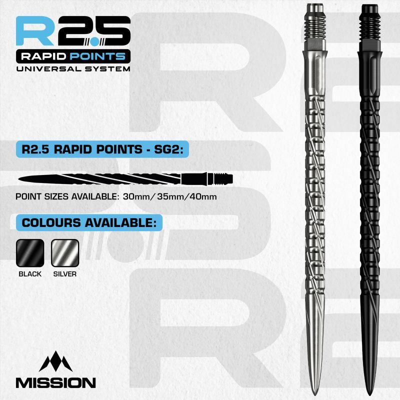 Mission R2.5 Rapid Point RP SG2 Silver/Black 30/35/40 mm Wechselspitzen