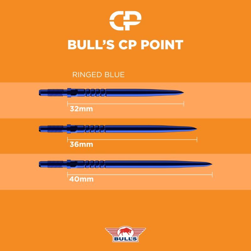 Bull´s CP Points Ringed Grip Blue Steel Point 32/36/40 mm Wechselspitzen