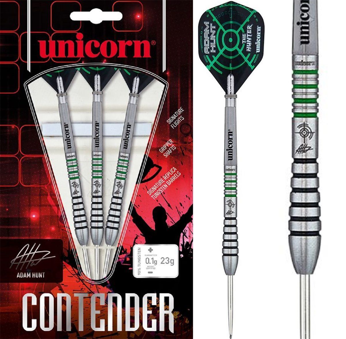 Unicorn Contender Adam Hunt Steel Dart 90% 23 Gramm Steeldarts