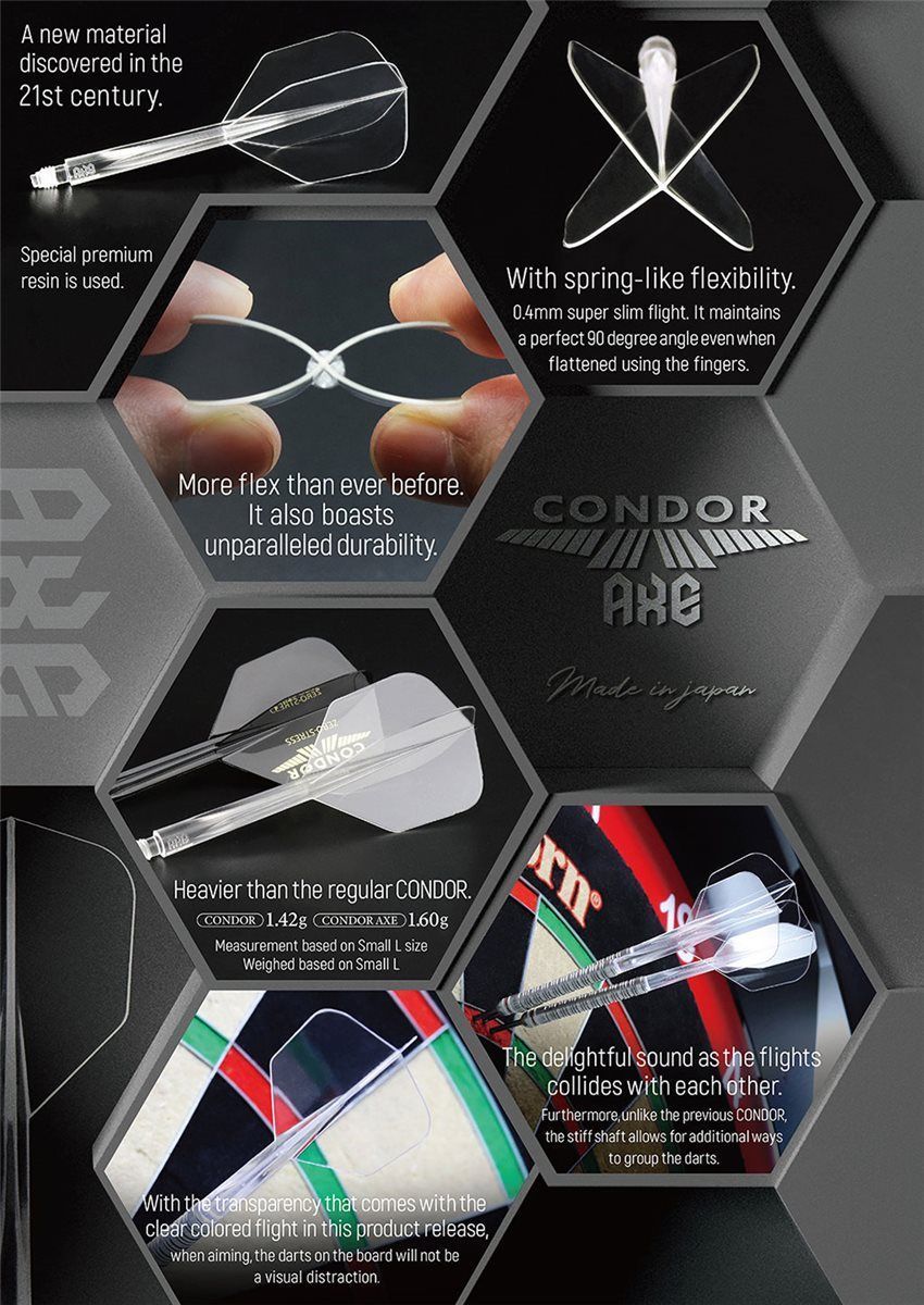 Condor Dart Flights Shafts AXE Revival White Standard No2 Flights
