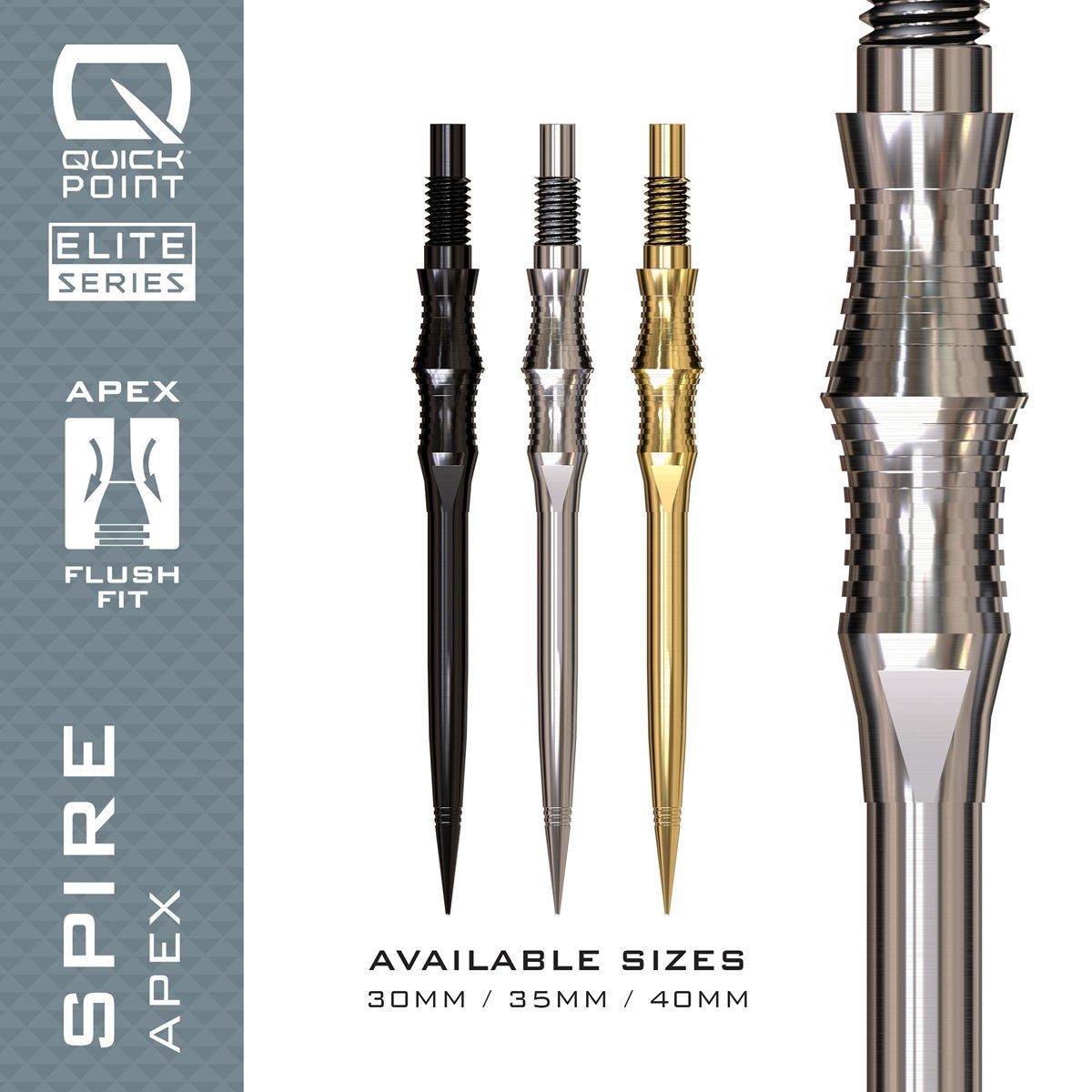 Harrows Quick Points Apex Spire 30/35/40 mm Silver/Black/Gold Wechselspitzen