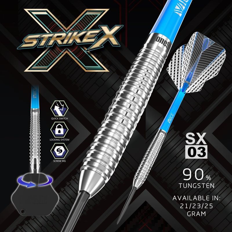 ONE80 Strike X SX03 90% Steeldarts 21/23/25 Gramm Steeldarts