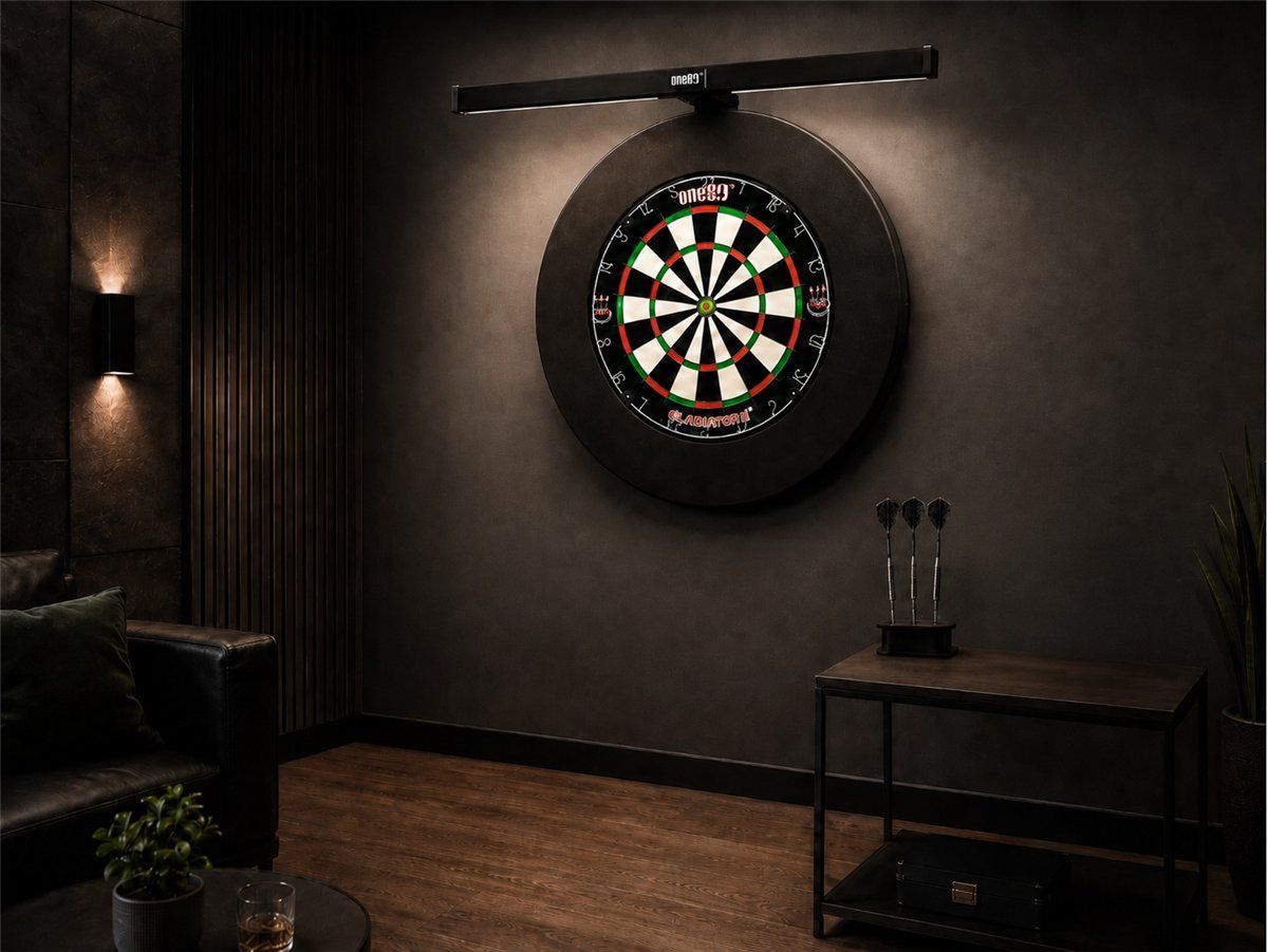 Mega Dart Starter-Set – Gladiator 3 Dartboard mit LED-Beleuchtung Bristle Board