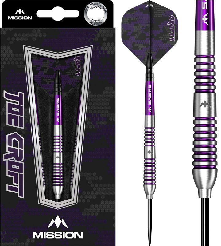 Mission Joe Croft 95% Silver-Purple Electro Fléchettes à pointe acier 23/25 Grammes Steeldarts