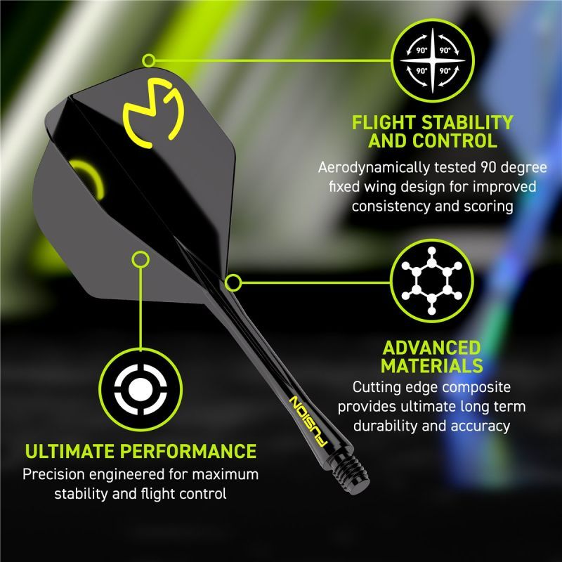 Winmau Fusion Integrated Flight & Shaft System MvG Pac Man Standard Shafts