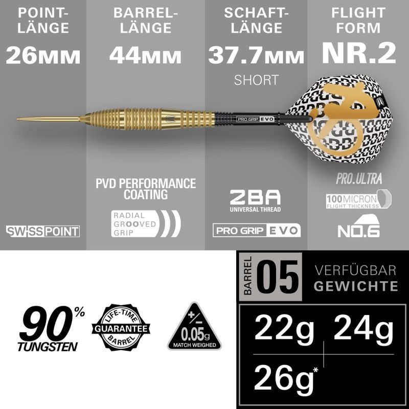 Target Bolide Envy 05 Swiss Point 90% Steeldarts 22/24/26 Gram Steeldarts
