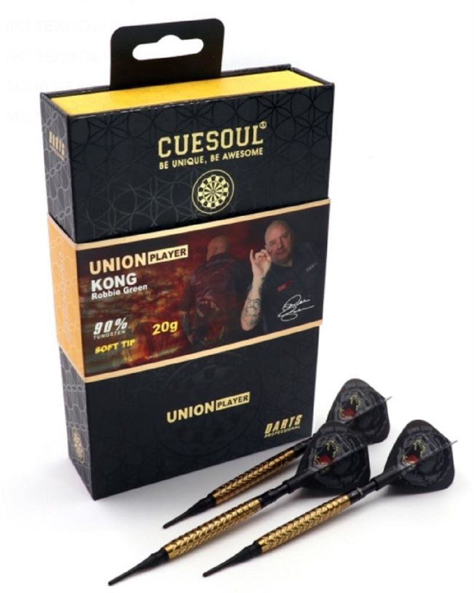 Cuesoul KONG Robbie Green Gold + TERO Flights Softdarts 20 Gram Softdarts