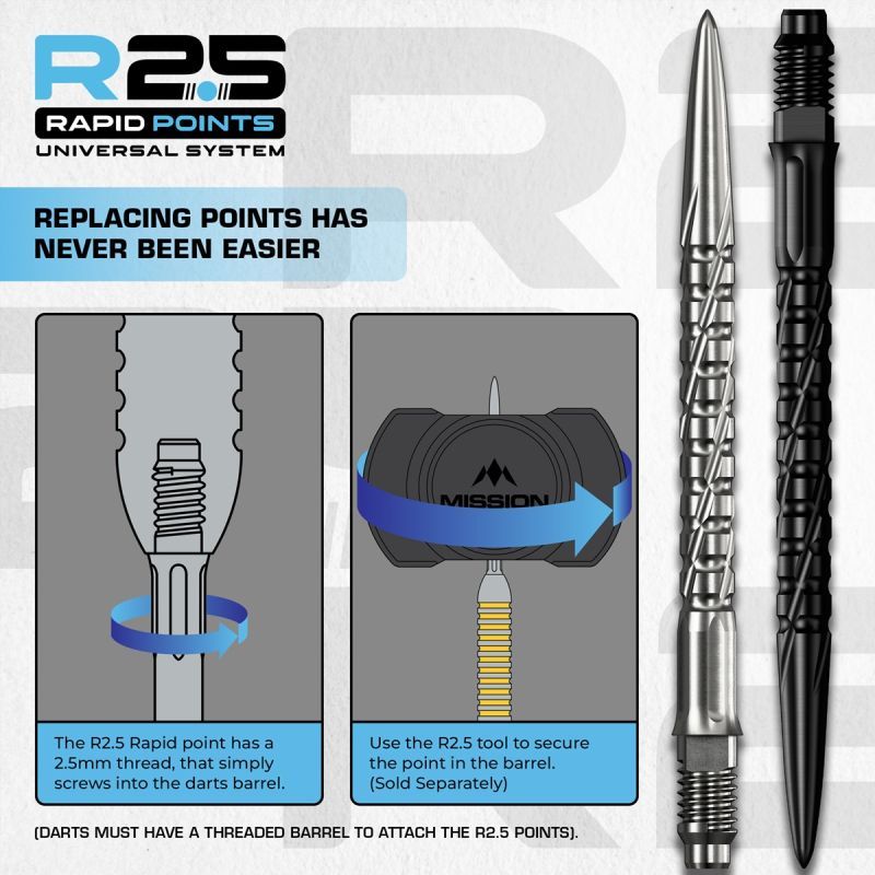 Mission R2.5 Rapid Point RP SG2 Silver/Black 30/35/40 mm Wechselspitzen