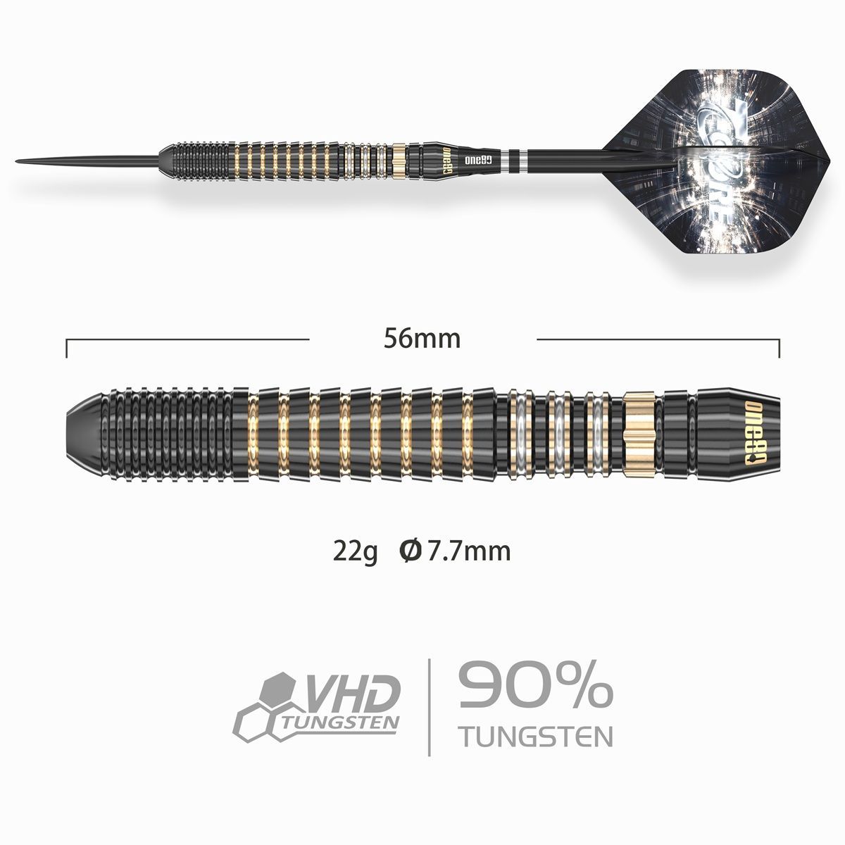 ONE80 T-Core TC4 Steeldarts 22 Gramm Steeldarts