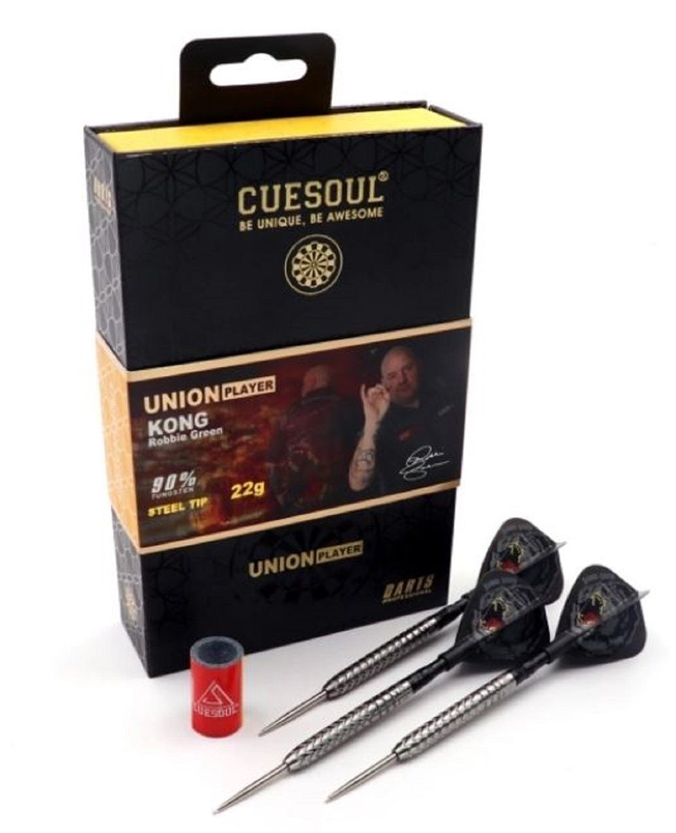 Cuesoul Steeldarts KONG Robbie Green + TERO Flights 22 Gram 90% Tungsten Steeldarts
