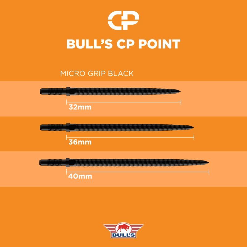 Bull´s CP Points Micro Grip Black Steel Point 32/36/40 mm Wechselspitzen