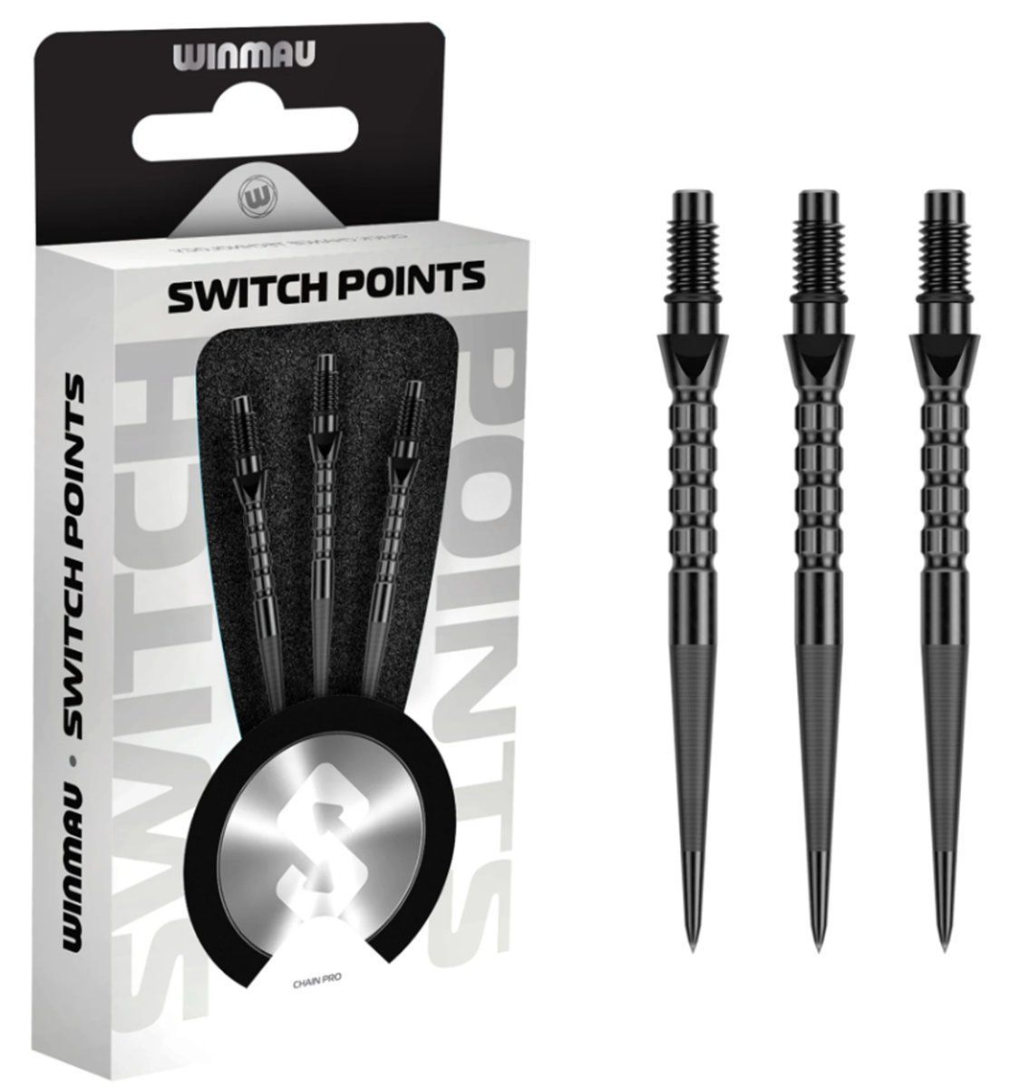 Winmau Switch Points Chain 26/30/40 mm Silber/Schwarz Wechselspitzen