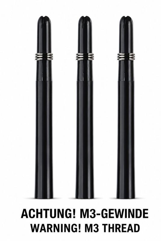 M3 Nylon Dart Shafts – verschiedene Längen – 3 Stück - Schwarz Shafts