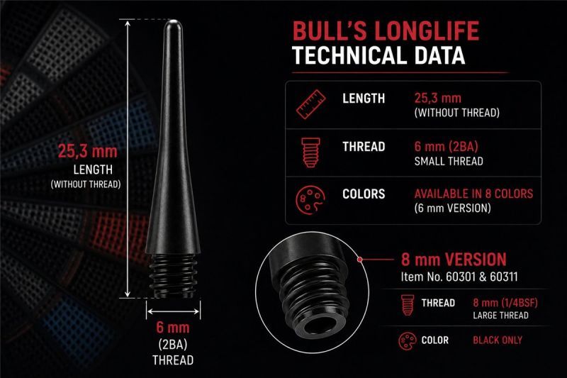 Bull's Longlife Tips Long 6 mm 2BA Soft Dart Spitzen